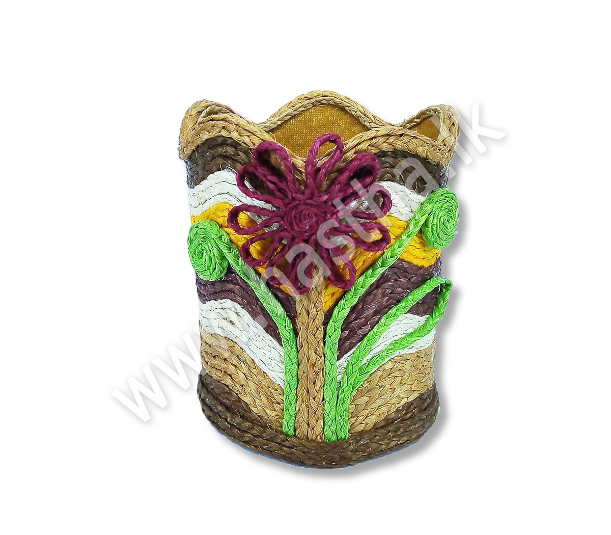 Pen Holder Sea Wave with Flower Design – Jute Fiber