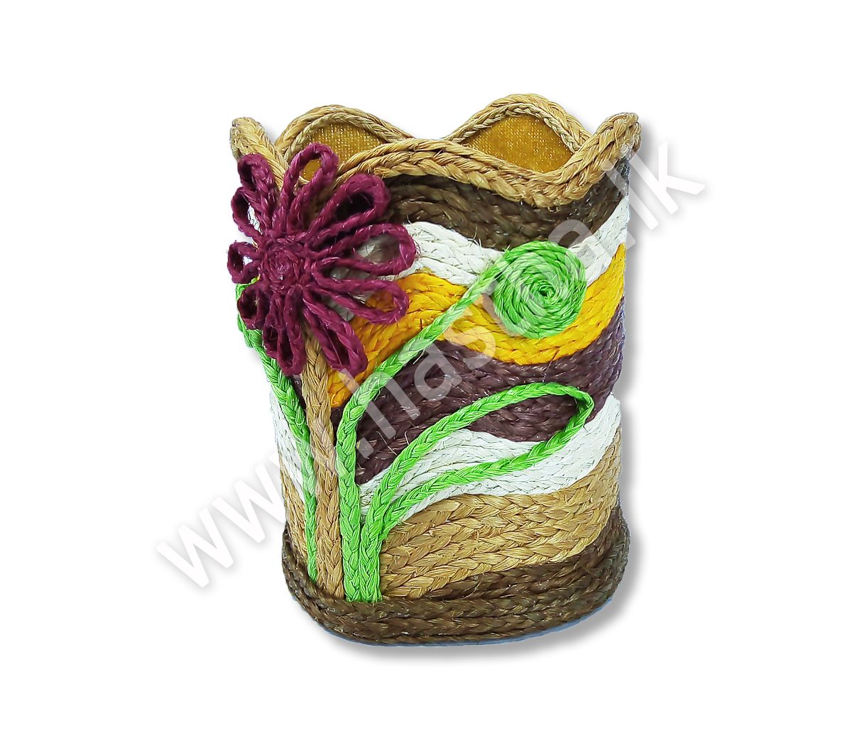 Pen Holder Sea Wave with Flower Design – Jute Fiber