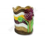 Pen Holder Sea Wave with Flower Design – Jute Fiber