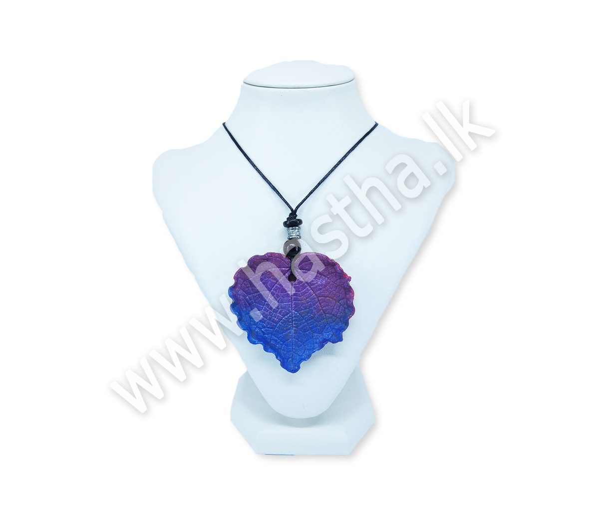 Pendent Bodhi Leaf – Blue & Purple – Red Clay