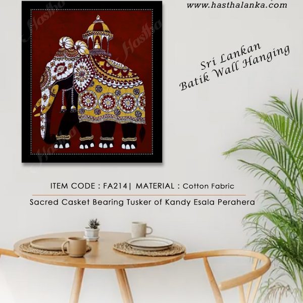 sri_lankan_bathik_wall_hanging_cooton_fabric_kandy_perahera_tusker