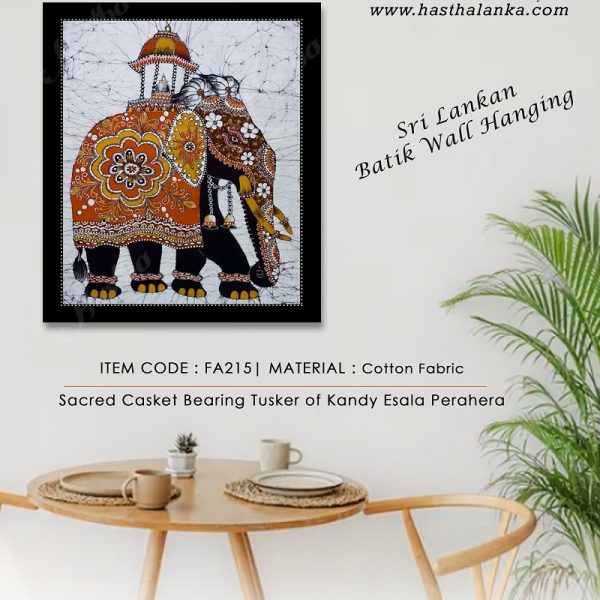 sri_lankan_bathik_wall_hanging_cooton_fabric_kandy_perahera_tusker