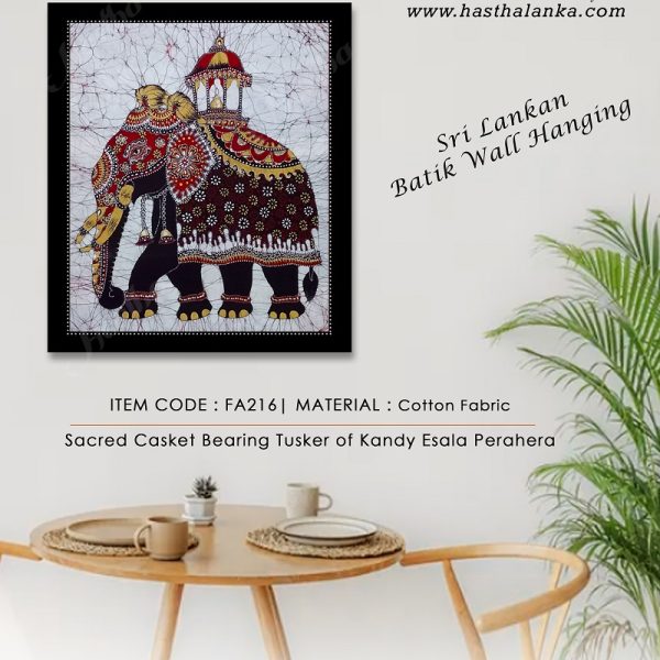 sri_lankan_bathik_wall_hanging_cooton_fabric_kandy_perahera_tusker