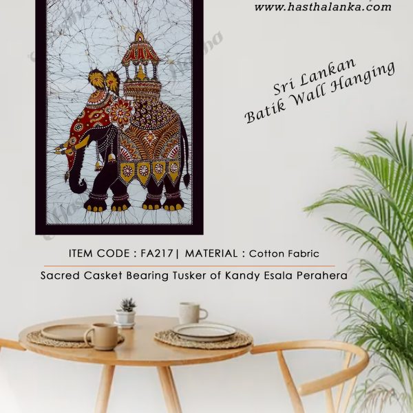 sri_lankan_bathik_wall_hanging_cooton_fabric_kandy_perahera_tusker