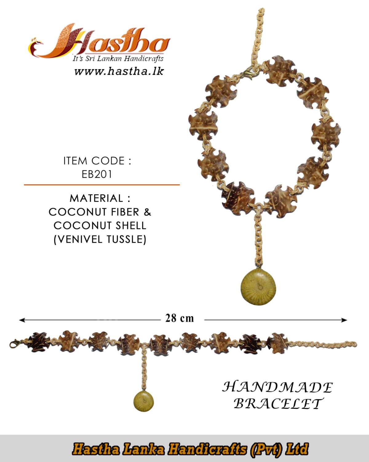 coconut shell bracelet - handmade