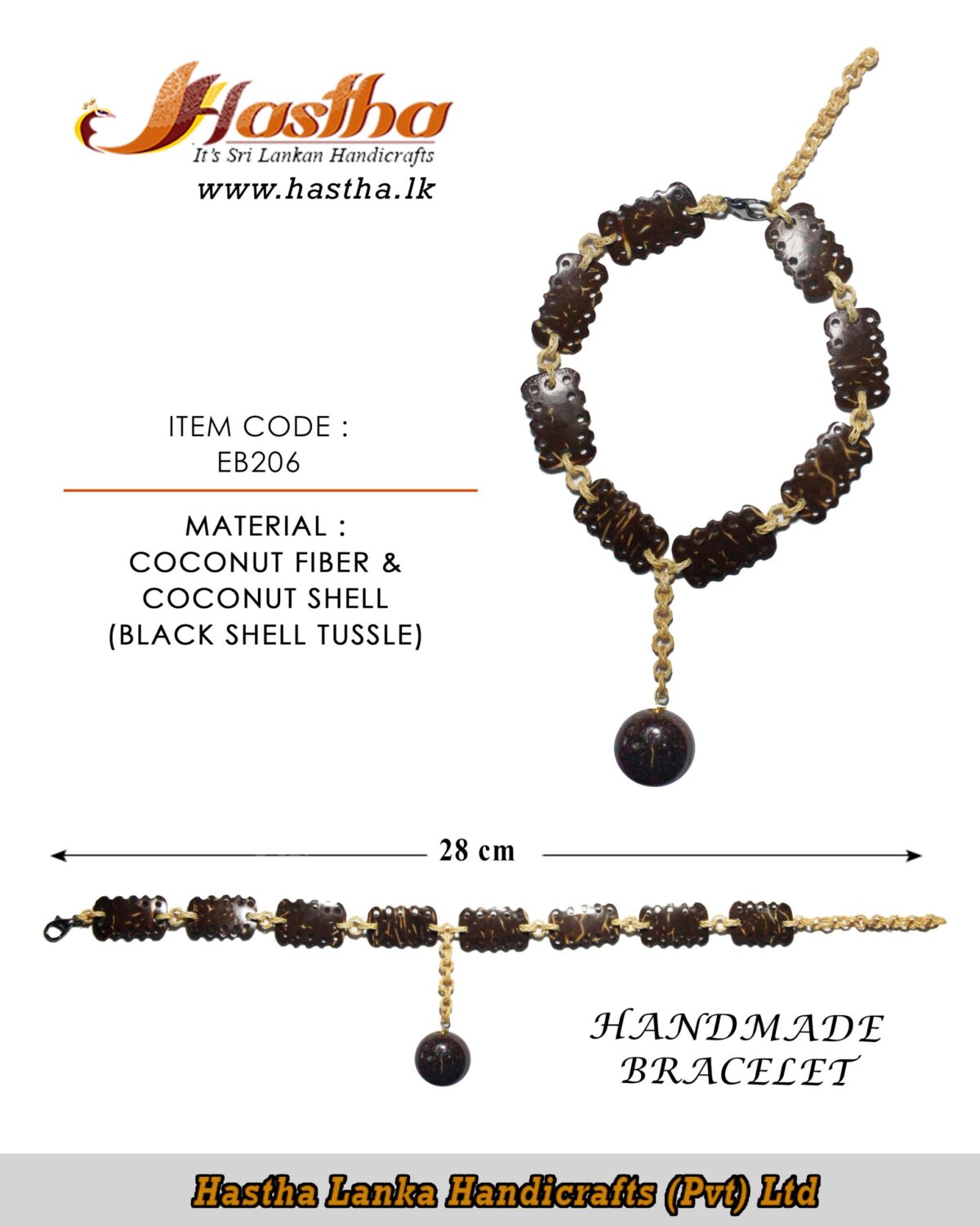 coconut shell bracelet - handmade