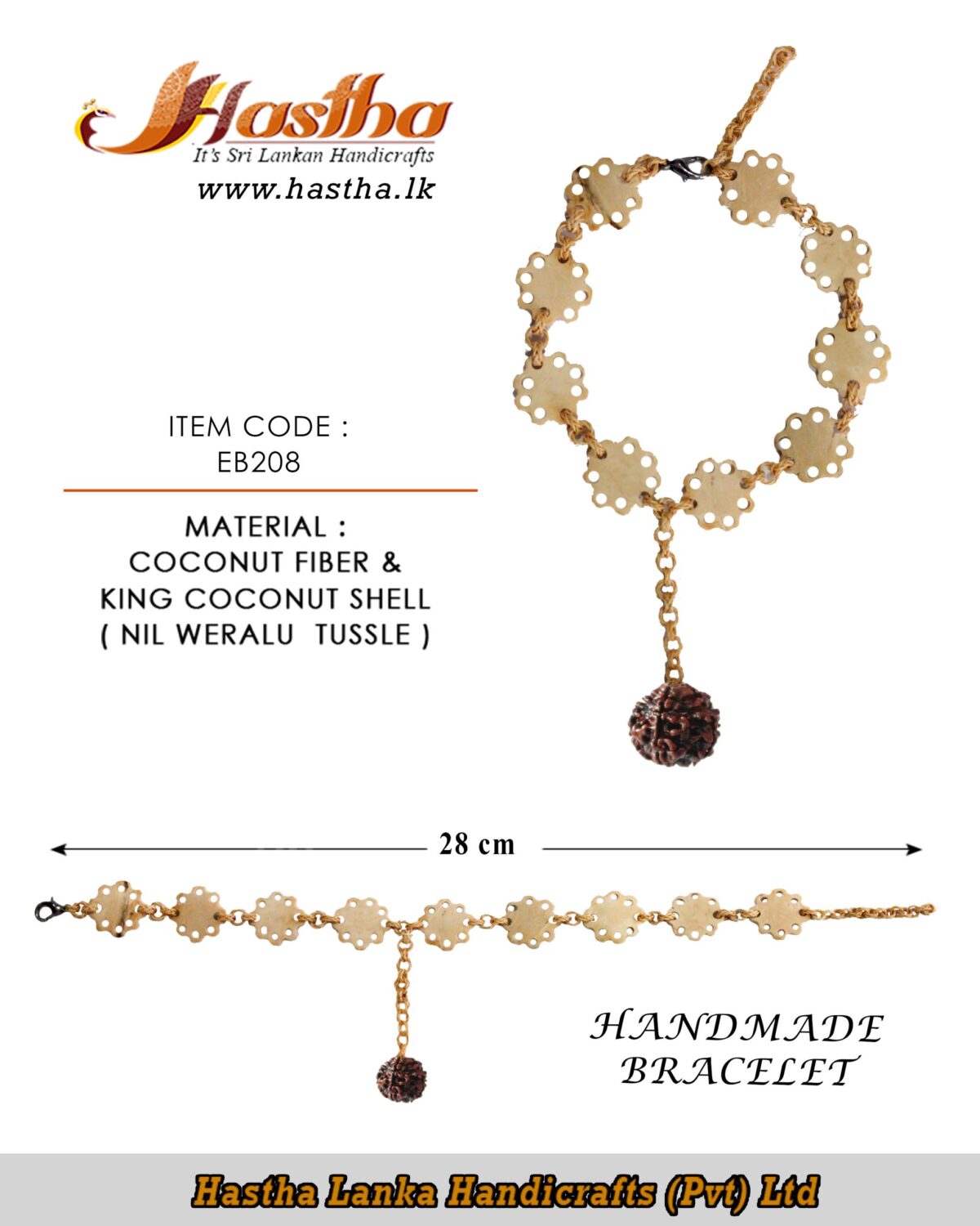 coconut shell bracelet - handmade