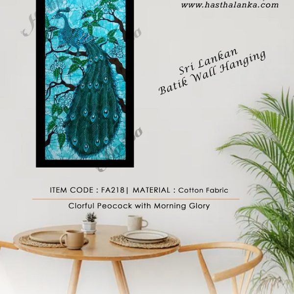 sri_lankan_bathik_wall_hanging_cooton_fabric_peacock