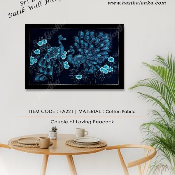 sri_lankan_bathik_wall_hanging_cooton_fabric_peacock_couple