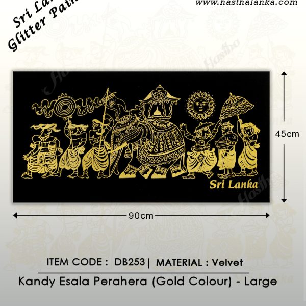 sri_lankan_glitter_painting_wall_hanger_velvet_gold_kandy_esala_perahera