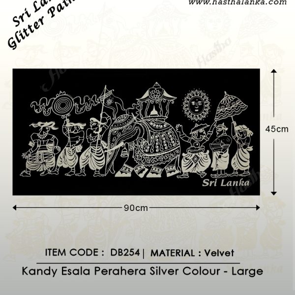 sri_lankan_glitter_painting_wall_hanger_velvet_silver_kandy_esala_perahera