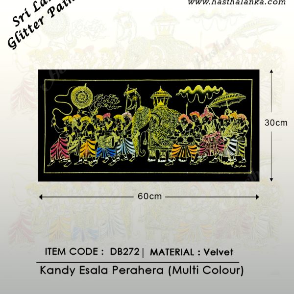 sri_lankan_glitter_painting_wall_hanger_velvet_multicolour_kandy_esala_perahera