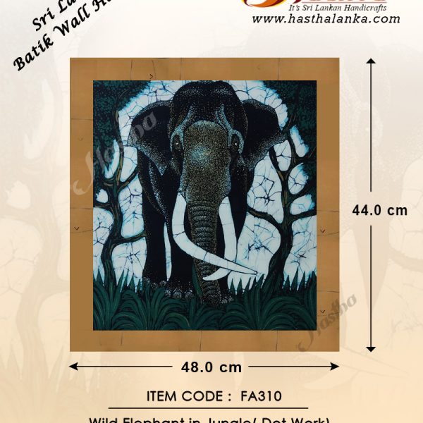 sri_lankan_bathik_wall_hanging_fabric_cotton_wild_elephant_dot_work