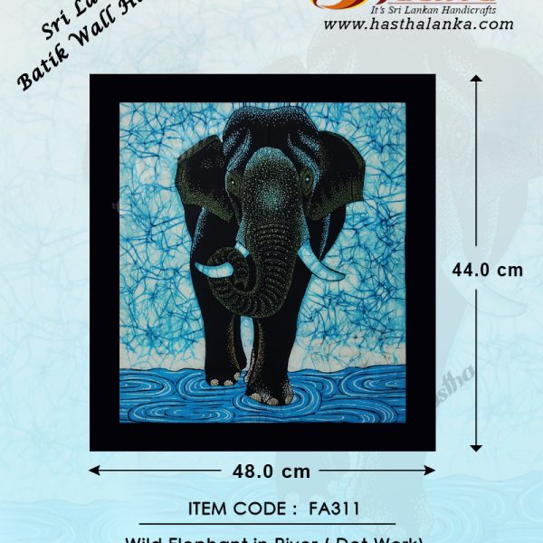 sri_lankan_bathik_wall_hanging_fabric_cotton_wild_elephant_dot_work