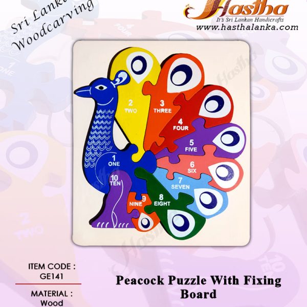 sri_lankan_woodcarving_jigsaw_puzzle_peacock_fixing_board